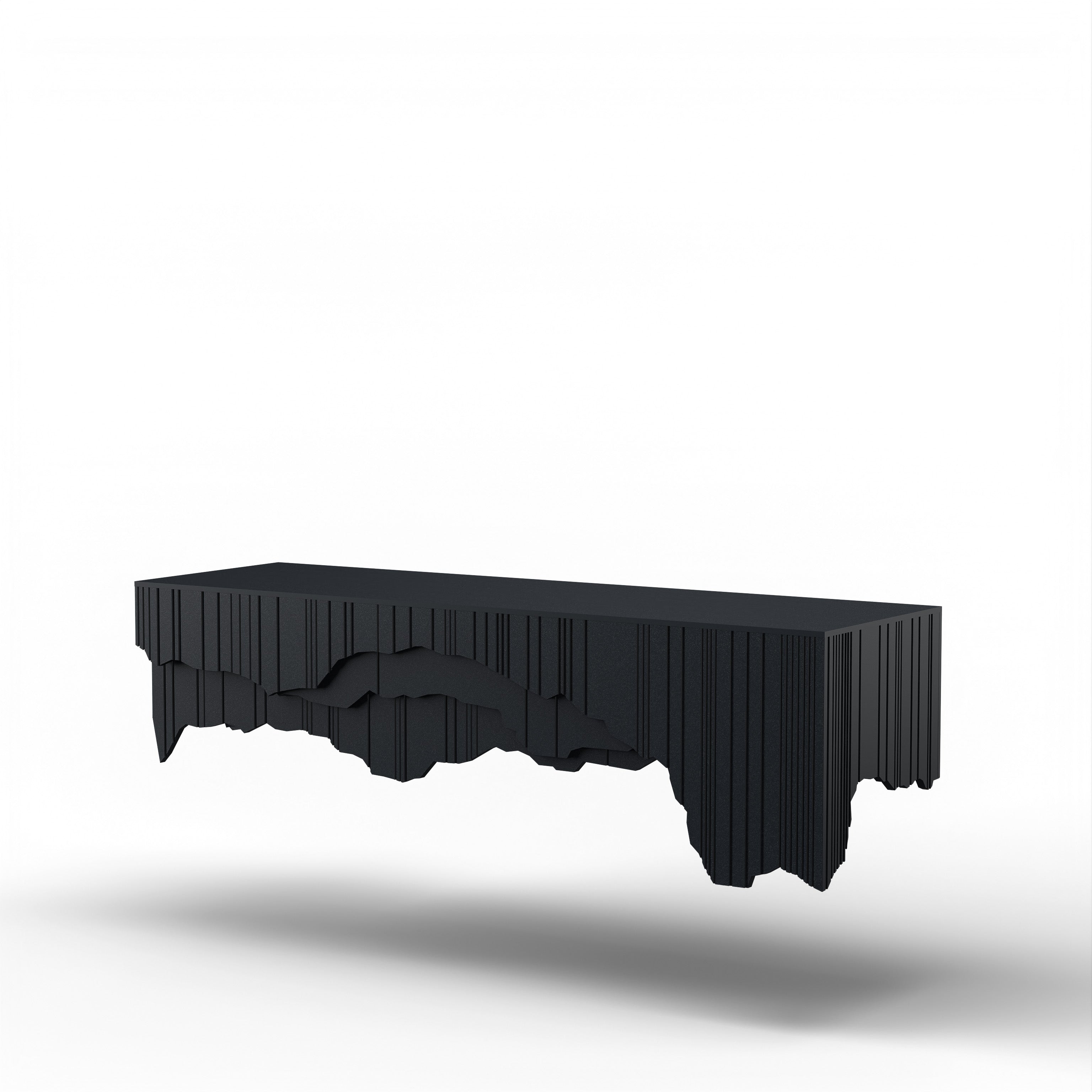 Gideon Console - L:48’’ x B:14.5’’ x H:26’’ In Inches / Krayon A-104 Dark Grey Acrylic Solid Surface Mounting;