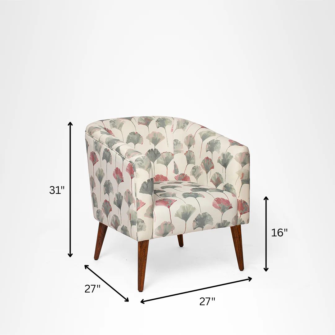 Gingko Lounge Chair - W: 27’’ D: 27’’ H: 31’’ SH: 16’’ / Cream / Fabric And Solid Beech Wood Legs - Indoor Furniture