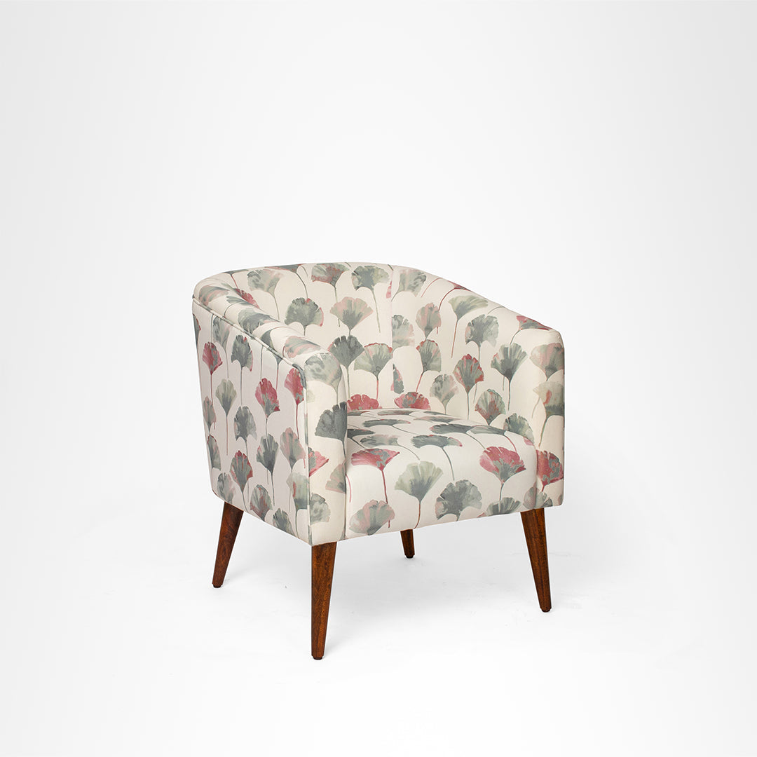 Gingko Lounge Chair - W: 27’’ D: 27’’ H: 31’’ SH: 16’’ / Cream / Fabric And Solid Beech Wood Legs - Indoor Furniture