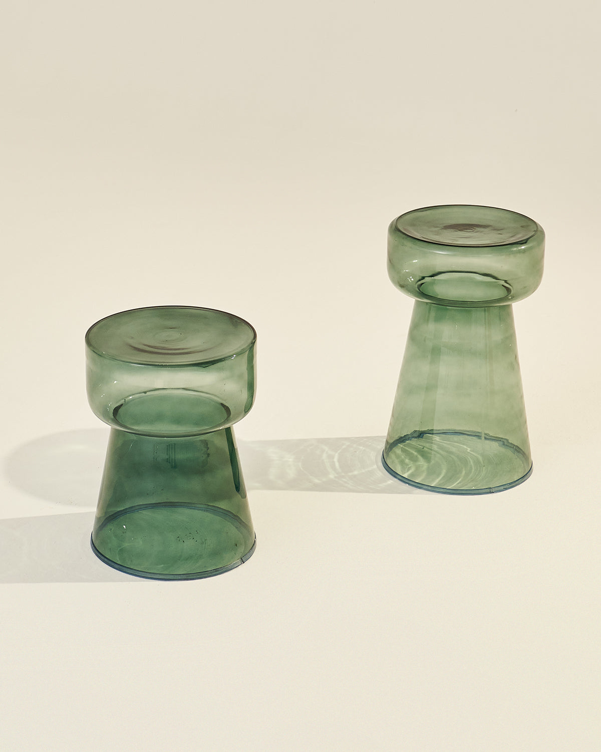 Glassgow - Set of 2 - Green / Handblown Glass / Large:29L X 29W X 48H and Small:29L X 29W X 38H In Cms - Décor