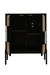 Gobleto Cane Bar Cabinet - Black / Cabinet Frame: Plywood; Handle: Teak wood and handmade ceramic tile; Legs: Metal