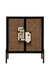 Gobleto Cane Bar Cabinet - Black / Cabinet Frame: Plywood; Handle: Teak wood and handmade ceramic tile; Legs: Metal