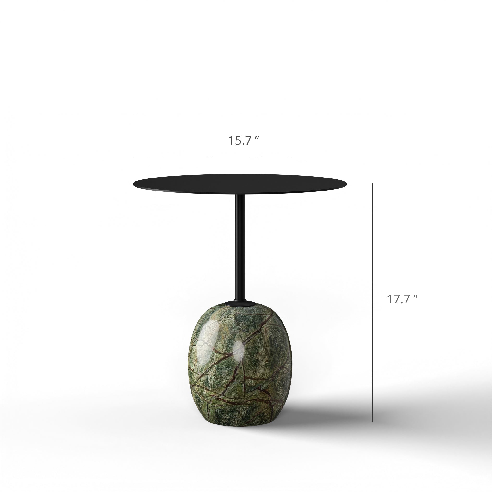 Gonul Side Table - L:15.7’’ x B:15.7’’ x H:17.7’’ In Inches / Black Powder Coat Mild Steel Top; Matt Buffing Bidasar