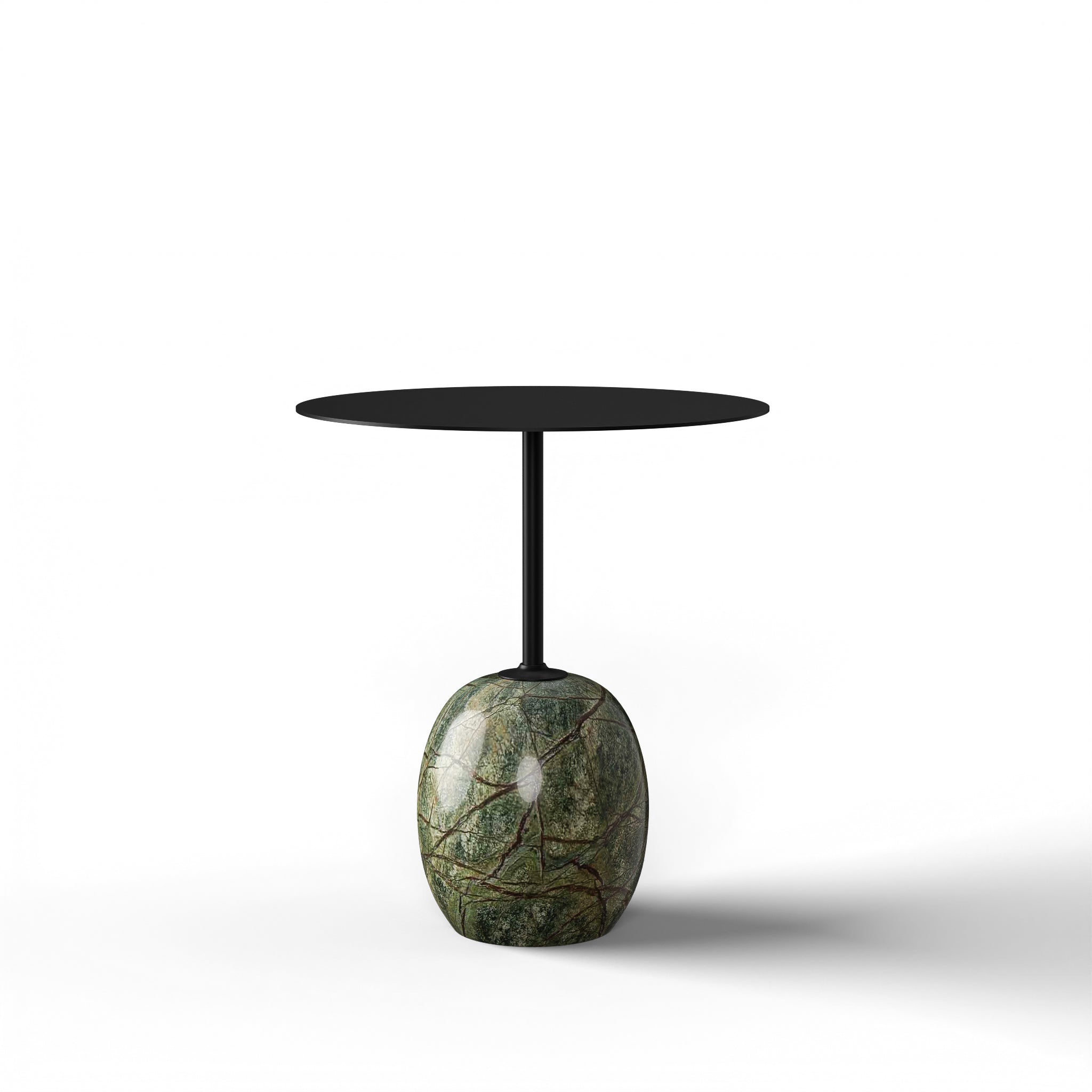 Gonul Side Table - L:15.7’’ x B:15.7’’ x H:17.7’’ In Inches / Black Powder Coat Mild Steel Top; Matt Buffing Bidasar