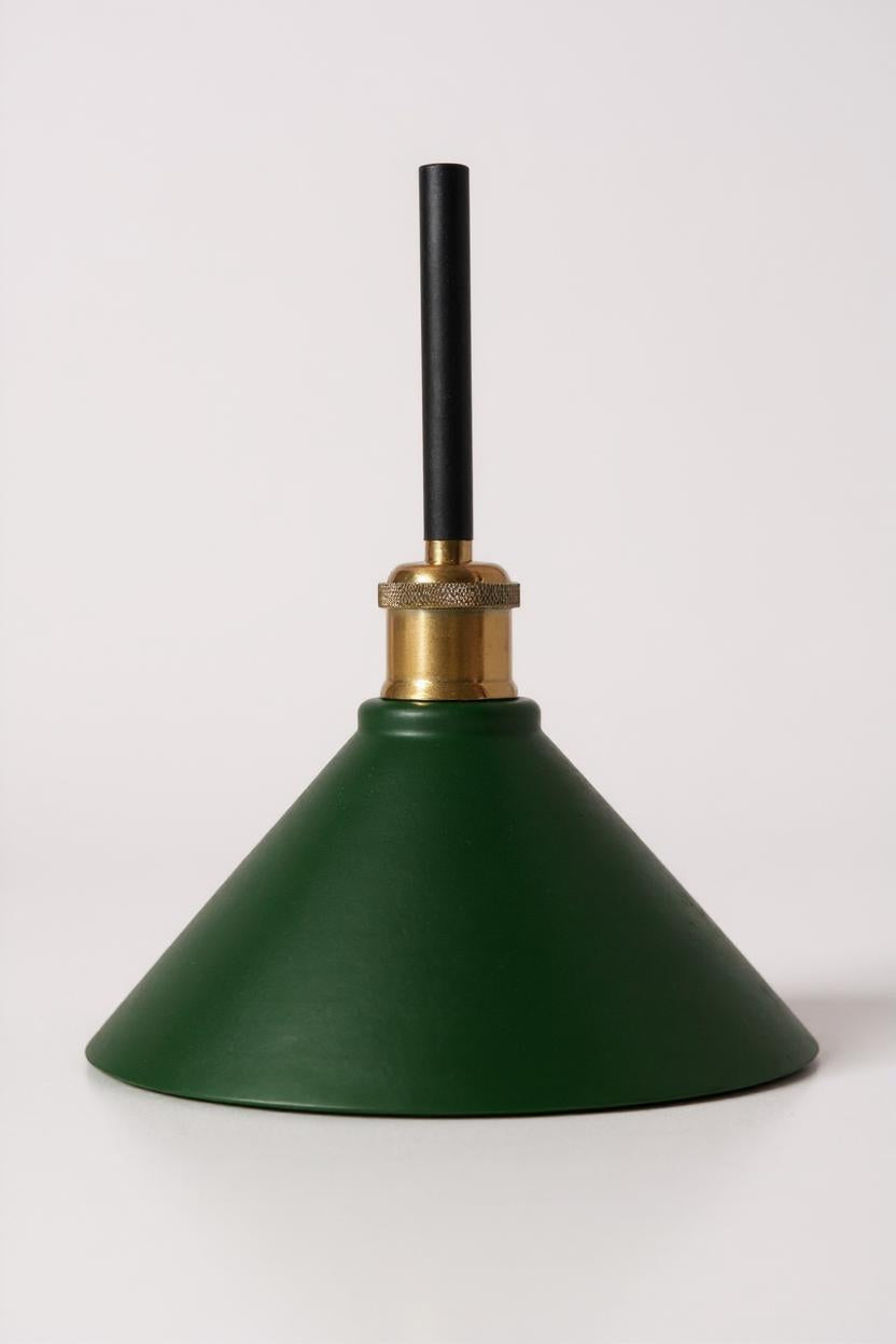 Green Cone Glass for Floor ceiling and desk lamps - Frosted Glass / Brass - Lighting