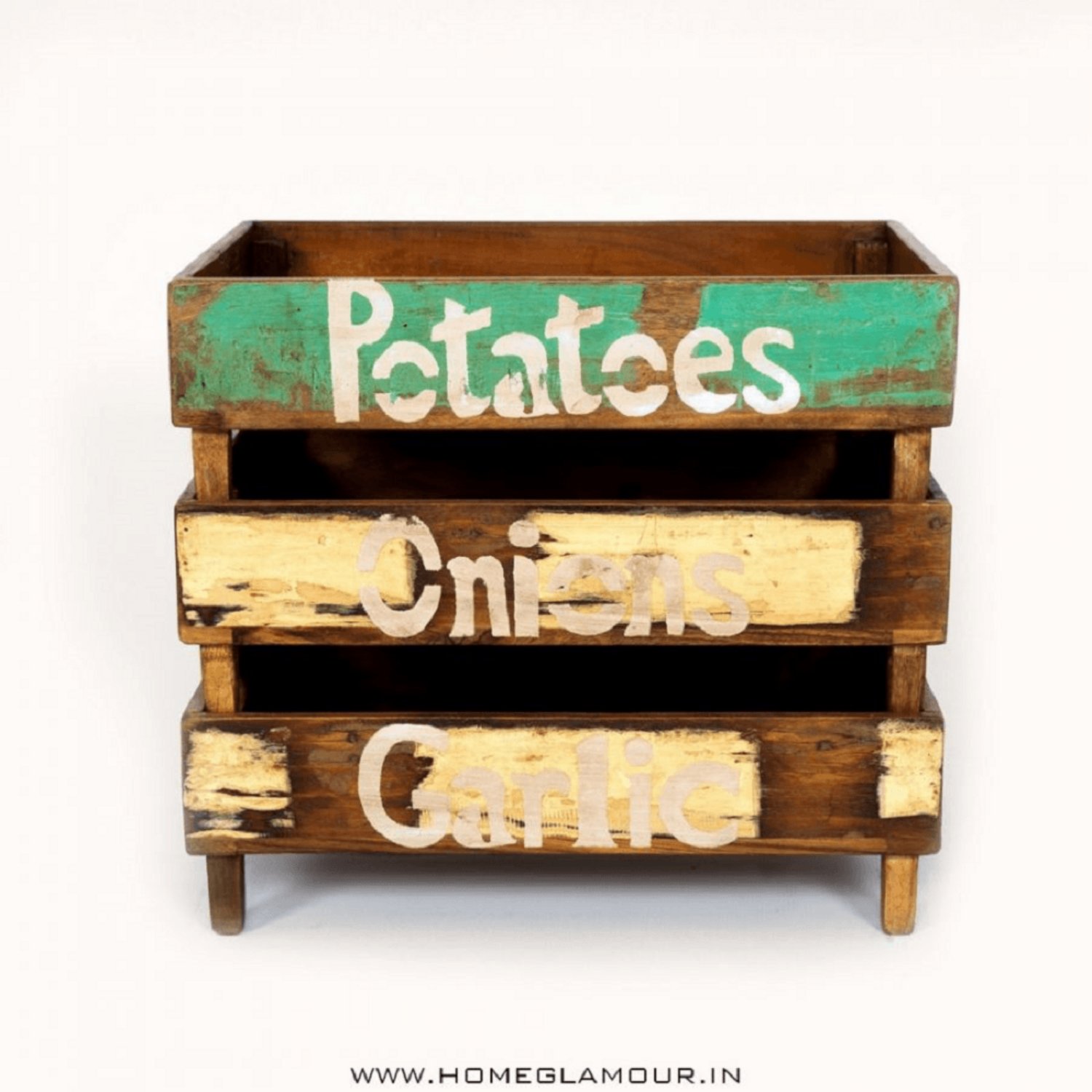 Grocery Storage Crate - Walnut / Reclamid Wood / L:43 x D:32 x H:35 in cm - Decor