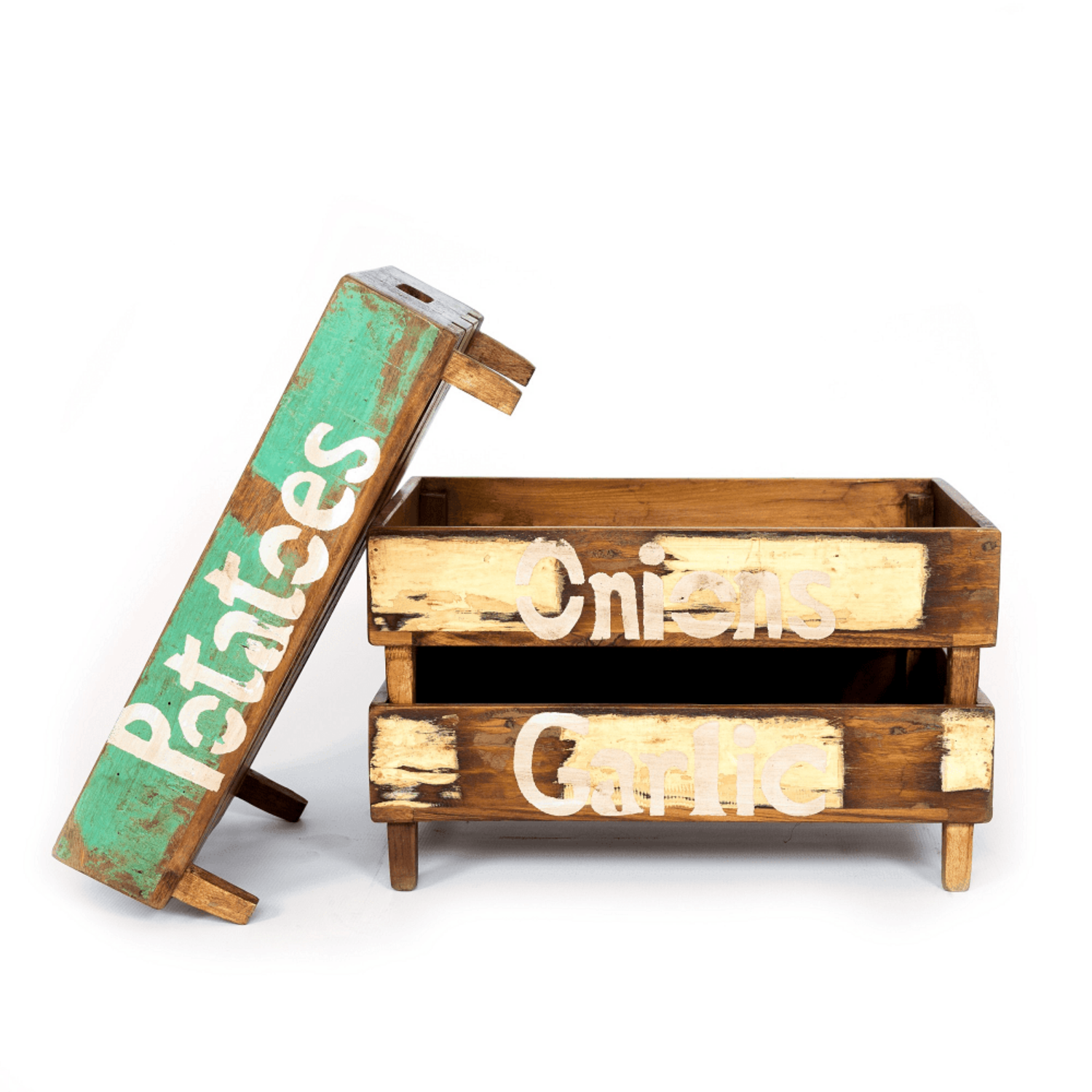 Grocery Storage Crate - Walnut / Reclamid Wood / L:43 x D:32 x H:35 in cm - Decor