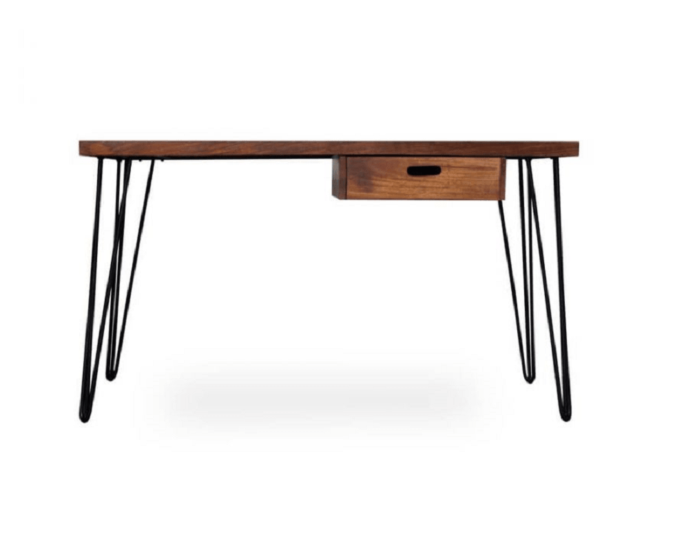 Hairpin Study Table - Walnut / Mango Wood and MS / L:135 x D:60 x H:76 in cm - Indoor Furniture