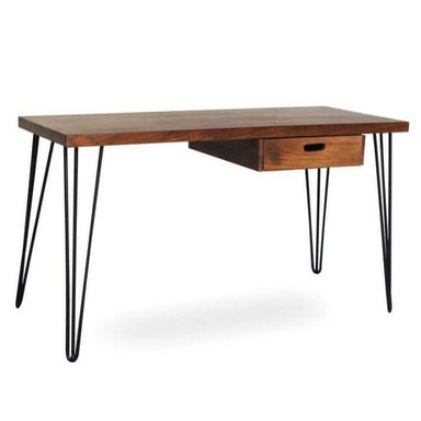 Hairpin Study Table - Walnut / Mango Wood and MS / L:135 x D:60 x H:76 in cm - Indoor Furniture
