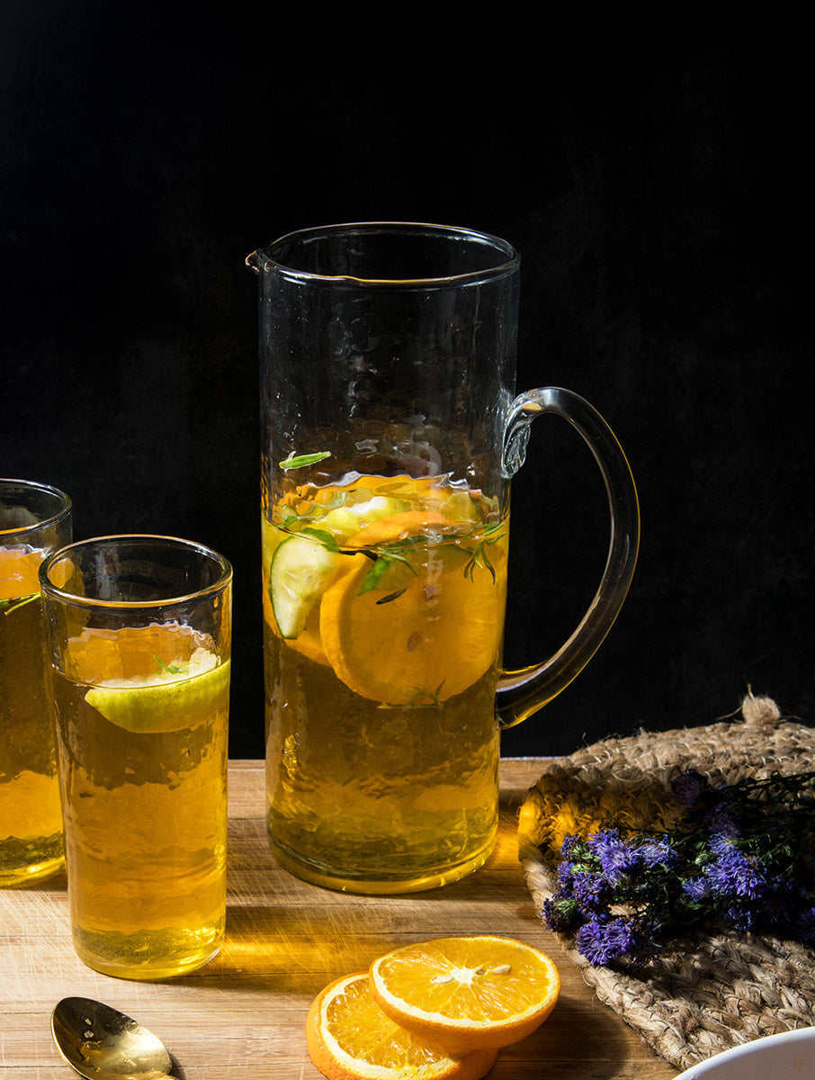 Hammered Pitcher & Glass Set - Decor
