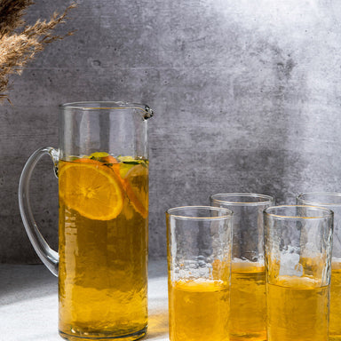 Hammered Pitcher & Glass Set - Decor