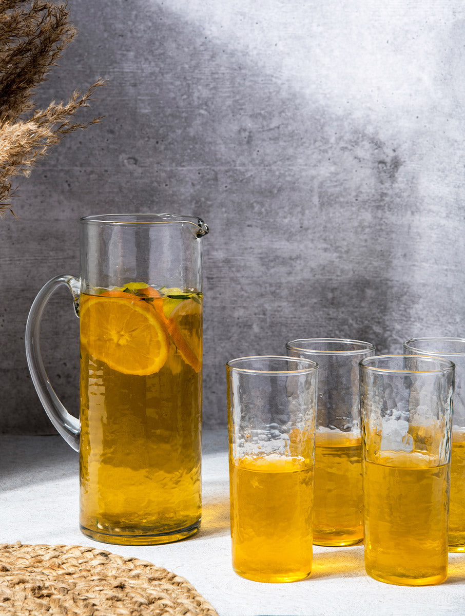 Hammered Pitcher & Glass Set - Decor