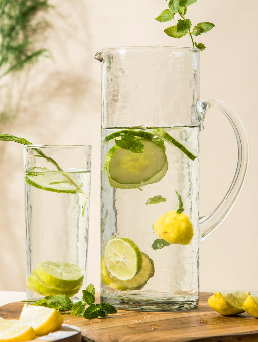 Hammered Pitcher & Glass Set - Decor