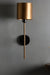 Hand Carved Metal Wall Lamp - Gold (Shade & Pipe) / Black (Holder) / Length - 6 inches, Breadth - 6 inches, Height - 22