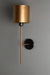 Hand Carved Metal Wall Lamp - Gold (Shade & Pipe) / Black (Holder) / Length - 6 inches, Breadth - 6 inches, Height - 22