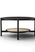 Harbour Coffee Table - L:32’’ x B:32’’ x H:18’’ In Inches / Black Matt Sheesham Top; Clear Rattan Hand-woven Shelf;