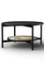 Harbour Coffee Table - L:32’’ x B:32’’ x H:18’’ In Inches / Black Matt Sheesham Top; Clear Rattan Hand-woven Shelf;