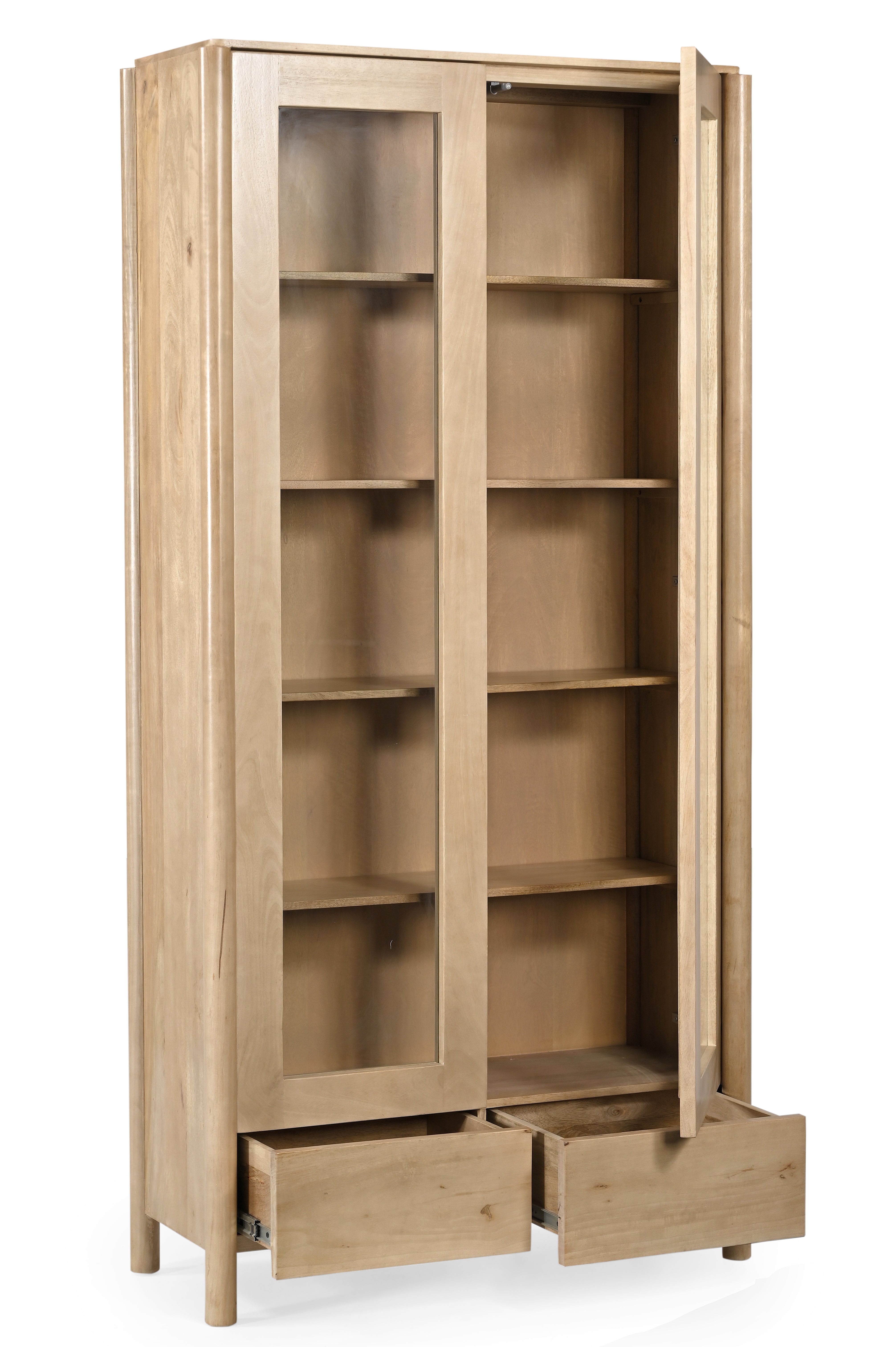 Heaven Cabinet 2 - Natural / Mango Wood + Glass + MDF / L: 99.06 x W: 40.64 x H: 200.66 cms - Indoor Furniture