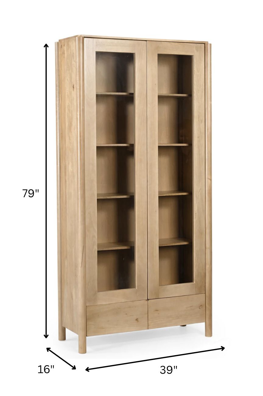 Heaven Cabinet 2 - Natural / Mango Wood + Glass + MDF / L: 99.06 x W: 40.64 x H: 200.66 cms - Indoor Furniture