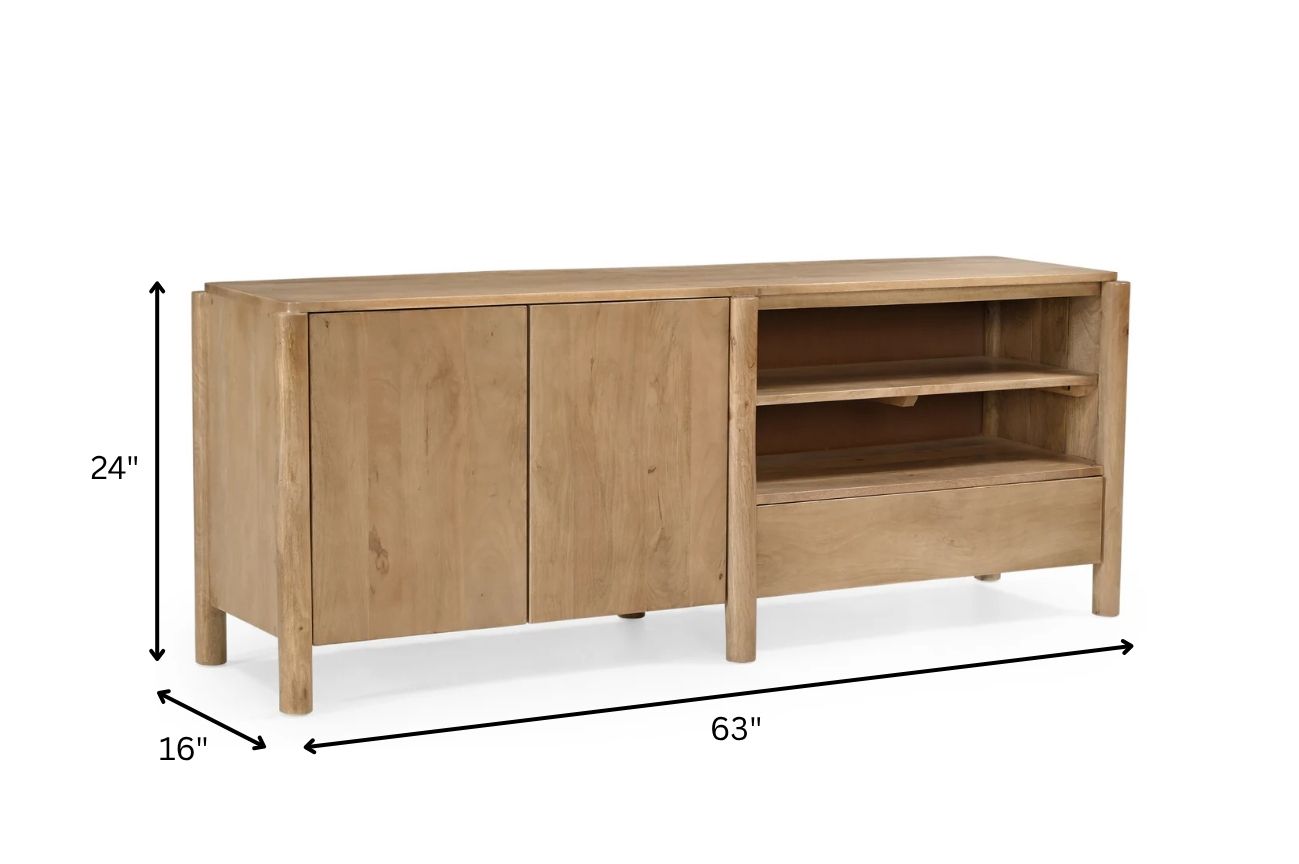 Heaven TV Unit 2 - Mango Wood and MDF / Natural / L: 160.02 x W: 40.64 x H: 60.96 cms - Indoor Furniture