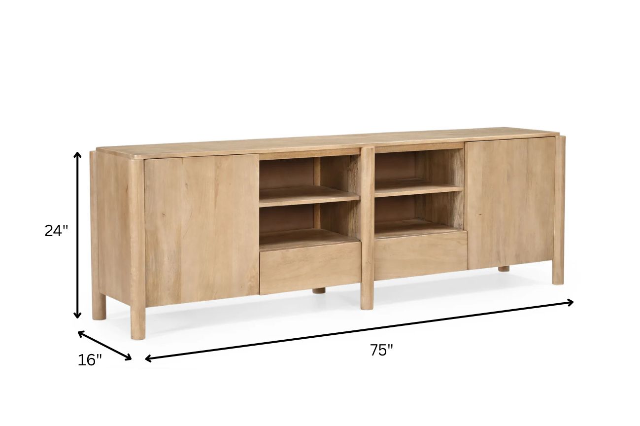 Heaven TV Unit - Mango Wood and MDF / L: 190.50 x W: 40.64 x H: 60.96 cms / Natural - Indoor Furniture