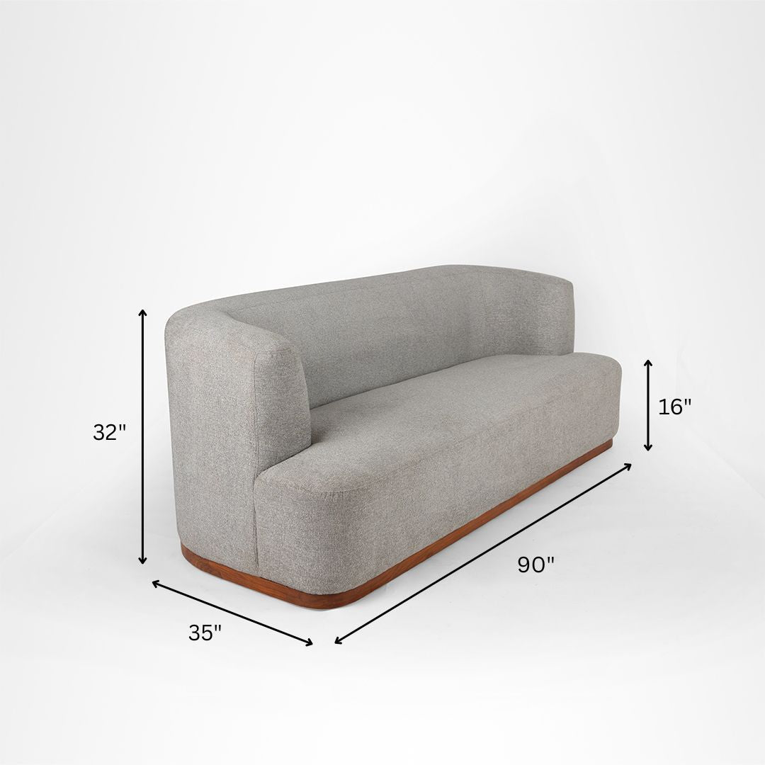 Hela Sofa - W: 90’’ D: 35’’ H:32’’ SH: 16’’ / Grey / Acacia Wood & Upholstered Fabric - Indoor Furniture