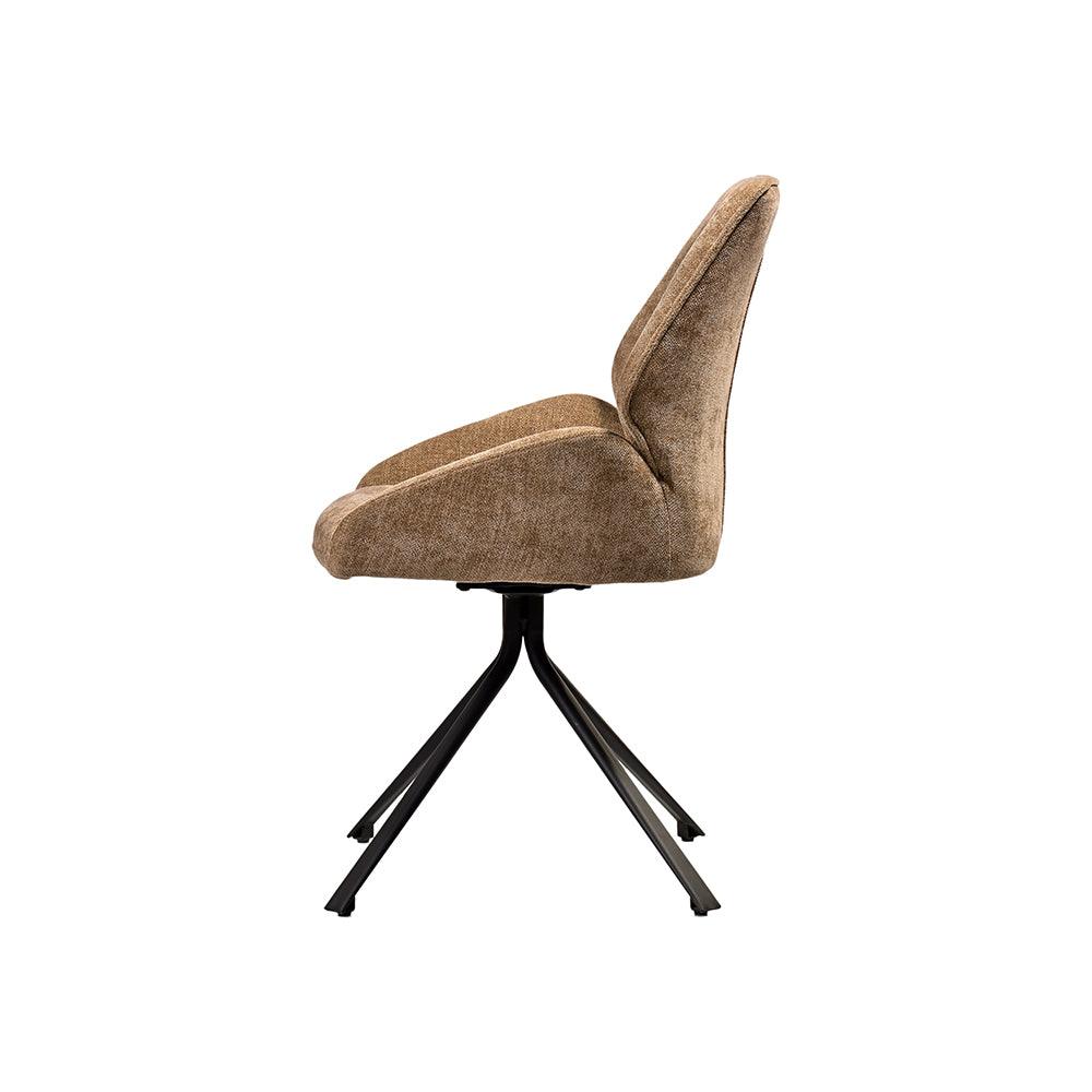 Hela Swivel Dining Chair - Mild Steel & Upholstery / L:57 x B:60 x H:91 In cm - Indoor Furniture