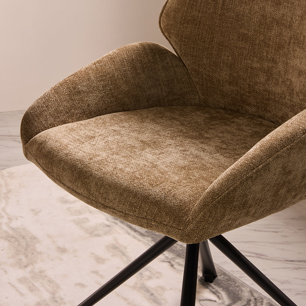 Hela Swivel Dining Chair - Mild Steel & Upholstery / L:57 x B:60 x H:91 In cm - Indoor Furniture