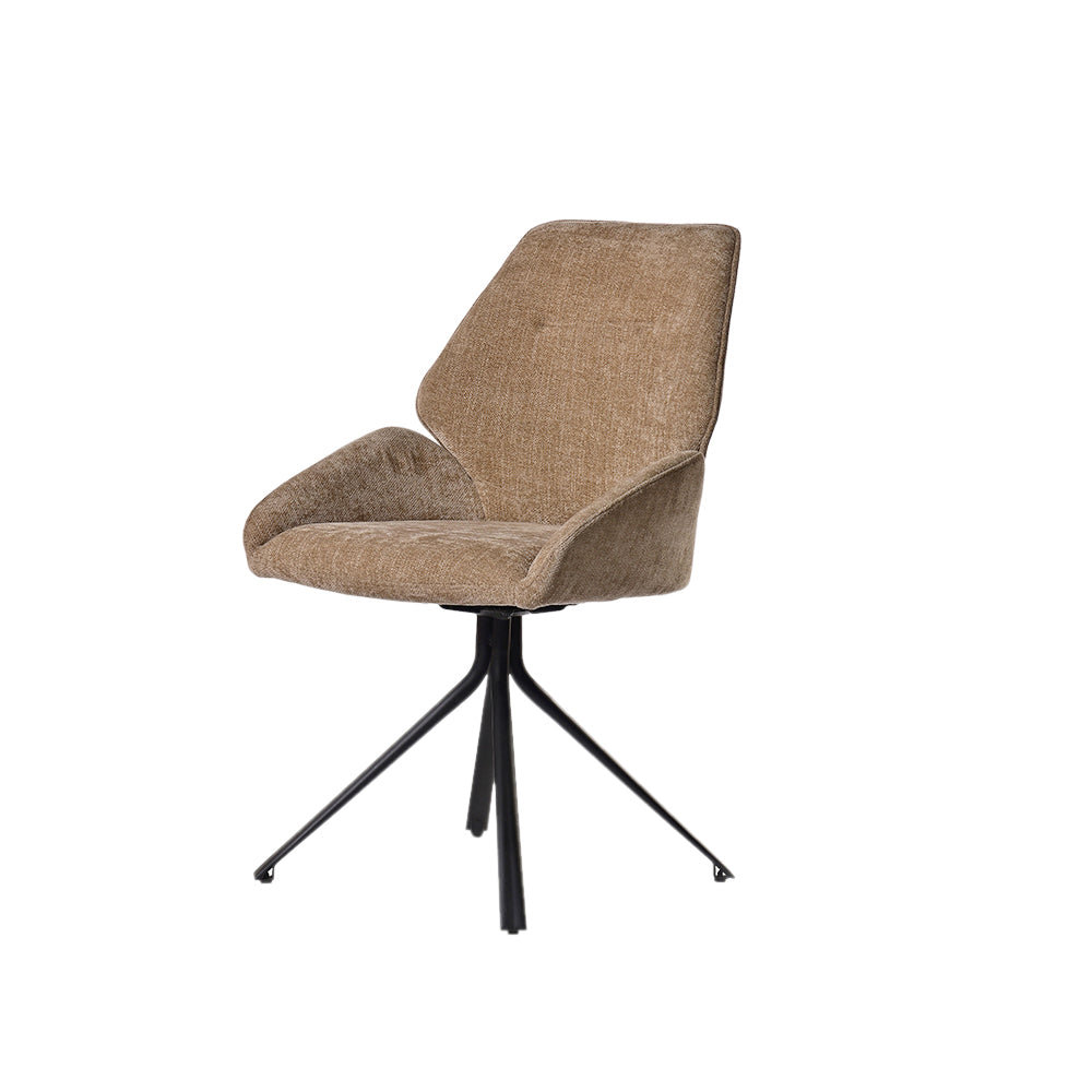 Hela Swivel Dining Chair - Mild Steel & Upholstery / L:57 x B:60 x H:91 In cm - Indoor Furniture