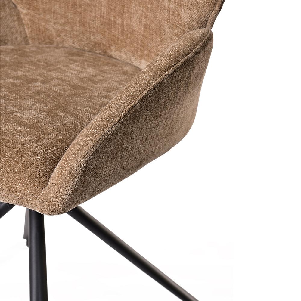 Hela Swivel Dining Chair - Mild Steel & Upholstery / L:57 x B:60 x H:91 In cm - Indoor Furniture