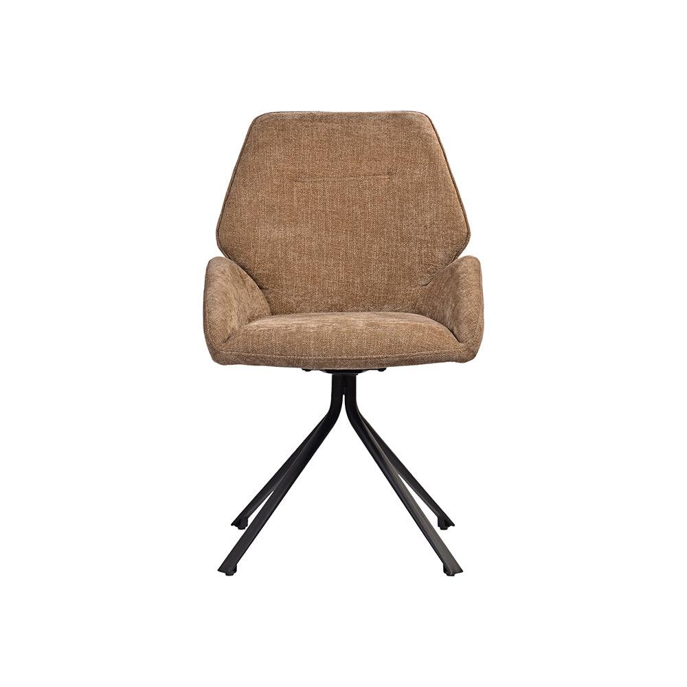 Hela Swivel Dining Chair - Mild Steel & Upholstery / L:57 x B:60 x H:91 In cm - Indoor Furniture