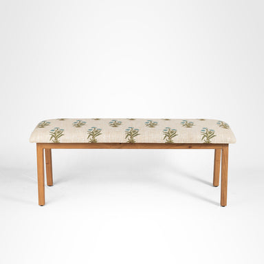 Hilton Bench - W: 48’’ D: 16’’ H: 18’’ / Natural and Upholstered Fabric / Acacia Wood - Indoor Furniture