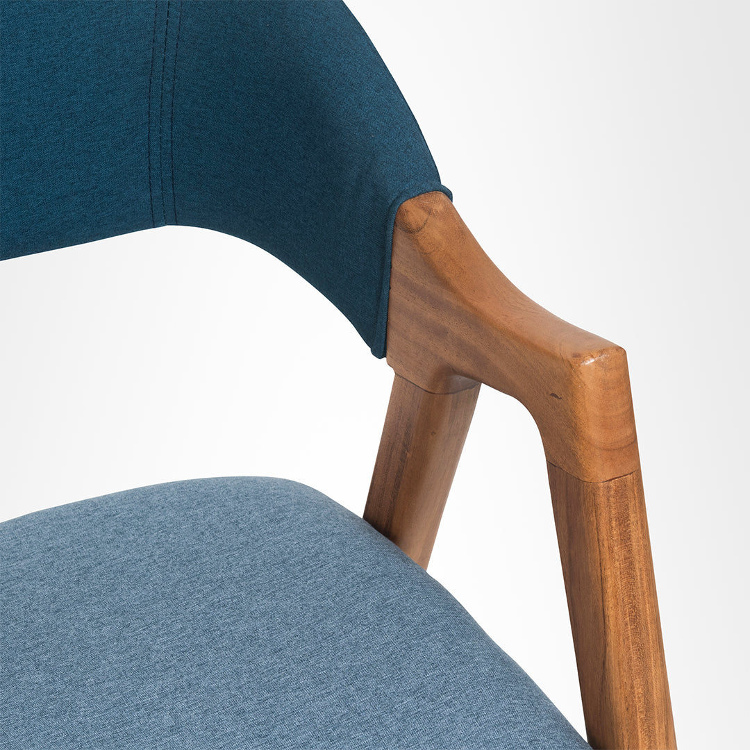 Hilton Dining Chair - L: 21’’ B: 22’’ H: 31’’ SH: 17’’ / Natural and Upholstered Fabric / Acacia Wood and Upholstery