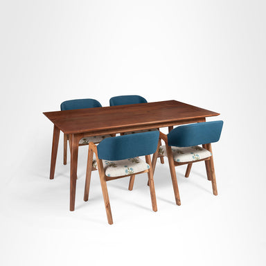Hilton Dining Set of 4 - Table (L: 66’’ B: 36’’ H: 30’’) & Chairs (L: 20’’ B: 22’’ H: 31’’ SH: 17’’) / Walnut / Acacia