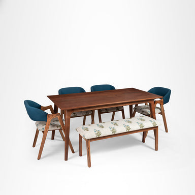 Hilton Dining Set with Bench - Table (L: 66’’ B: 36’’ H: 30’’) Chair (L: 20’’ B: 22’’ H: 31’’ SH: 17’’) & Bench (L: