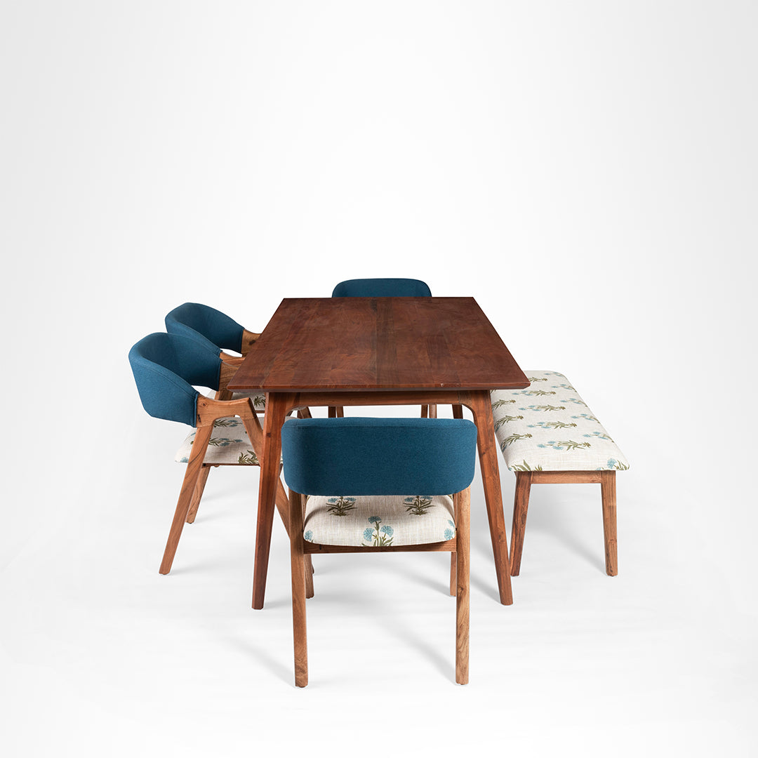 Hilton Dining Set with Bench - Table (L: 66’’ B: 36’’ H: 30’’) Chair (L: 20’’ B: 22’’ H: 31’’ SH: 17’’) & Bench (L:
