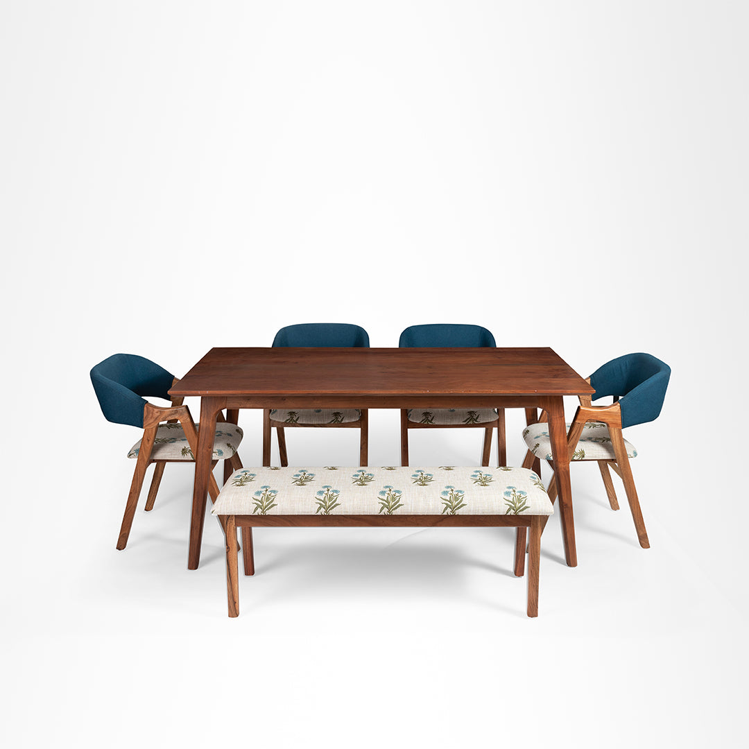 Hilton Dining Set with Bench - Table (L: 66’’ B: 36’’ H: 30’’) Chair (L: 20’’ B: 22’’ H: 31’’ SH: 17’’) & Bench (L: