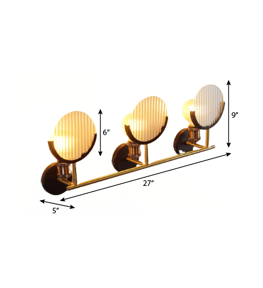 House of Royals Brass Wall Sconce With Fluted Glass - Brass / Length - 27 inches, Breadth - 5 inches, Height - 9 inches