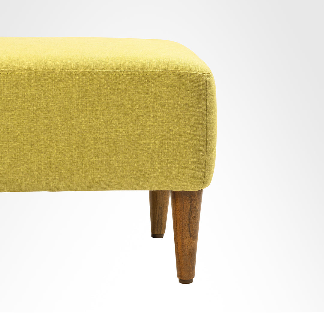 Hudson Pouf - W: 22’’ D: 14’’ H: 14’’ / Yellow / Fabric and Solid Beech Wood Legs