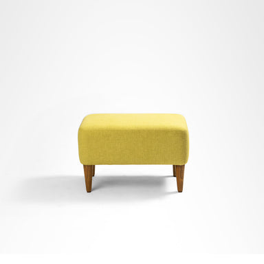 Hudson Pouf - W: 22’’ D: 14’’ H: 14’’ / Yellow / Fabric and Solid Beech Wood Legs