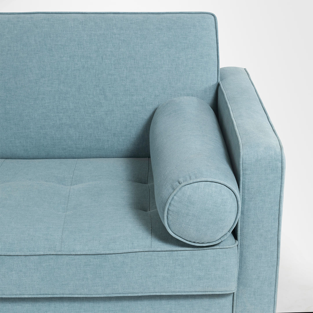 Hudson Sofa - W: 70 ’ D: 32.5’’ H: 26’’ SH: 18’’ / Pastel Blue / Acacia Wood & Upholstered Fabric - Indoor Furniture