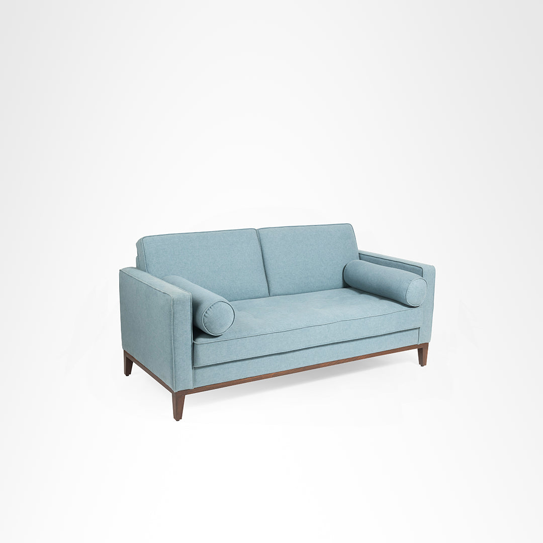 Hudson Sofa - W: 70 ’ D: 32.5’’ H: 26’’ SH: 18’’ / Pastel Blue / Acacia Wood & Upholstered Fabric - Indoor Furniture