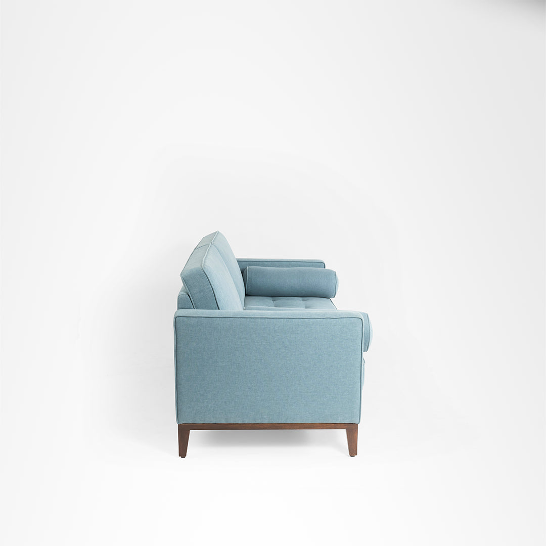 Hudson Sofa - W: 70 ’ D: 32.5’’ H: 26’’ SH: 18’’ / Pastel Blue / Acacia Wood & Upholstered Fabric - Indoor Furniture