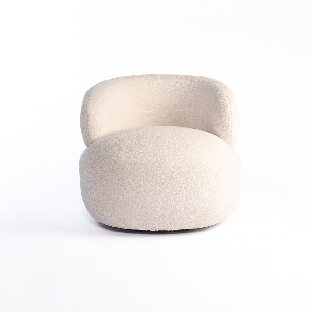 Hygge Swivel Lounge Chair - White / L:81 x W:81 x H:73 In cms - Indoor Furniture