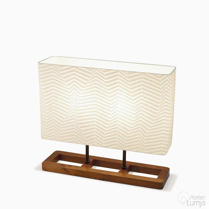 Illusion London Table Lamp - L:21’’ W: 6’’ H: 20’’ / Natural and White / Wood, Mild Steel and Poplin - Lighting