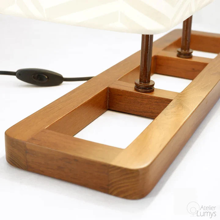 Illusion London Table Lamp - L:21’’ W: 6’’ H: 20’’ / Natural and White / Wood, Mild Steel and Poplin - Lighting