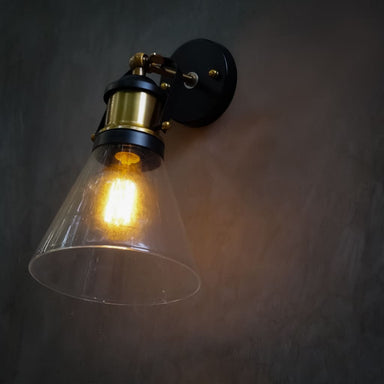 Industrial Cone Clear Glass Wall light Fixture
