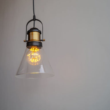 Industrial Pendant Light Conical Clear Glass