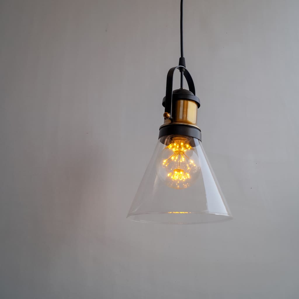 Industrial Pendant Light Conical Clear Glass