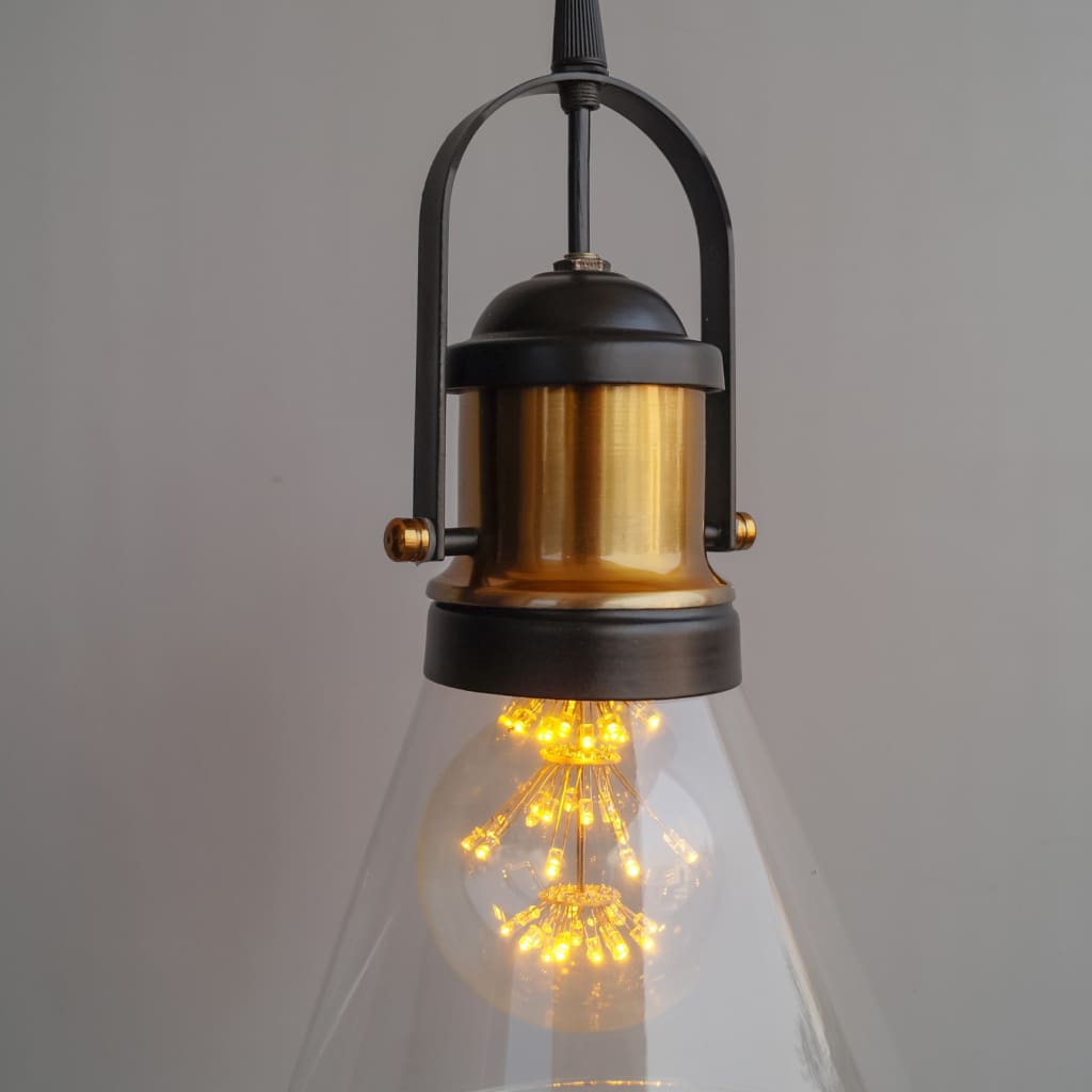 Industrial Pendant Light Conical Clear Glass